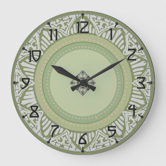 Grande Horloge Ronde Art déco de Sage Green (Recto)