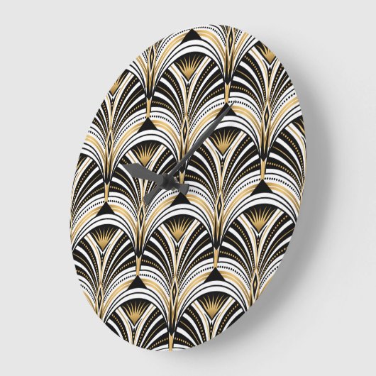 Grande Horloge Ronde Art Déco Gold Black Elegance : Années folles (Angle)