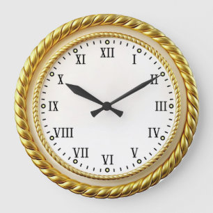 Grande Horloge Ronde Art Déco Or