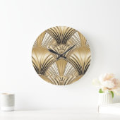 Grande Horloge Ronde Art déco or noir (Maison)