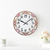 Grande Horloge Ronde Art Deco Pink (Maison)