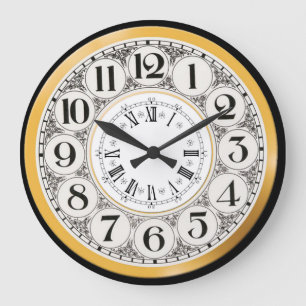 Grande Horloge Ronde Art Deco Roman numeral Gatsby Roman numeral