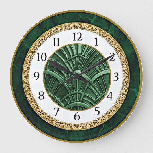 Grande Horloge Ronde Art Déco Vert (Recto)