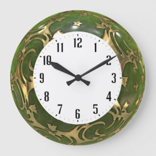 Grande Horloge Ronde Art déco vert