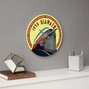 Grande Horloge Ronde Art Déco vintage 1939 Annonce de train de locomoti