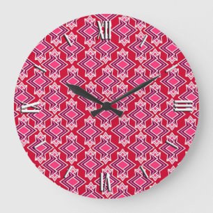 Grande Horloge Ronde Art Deco Wallpaper Pattern, Burgundy Wine