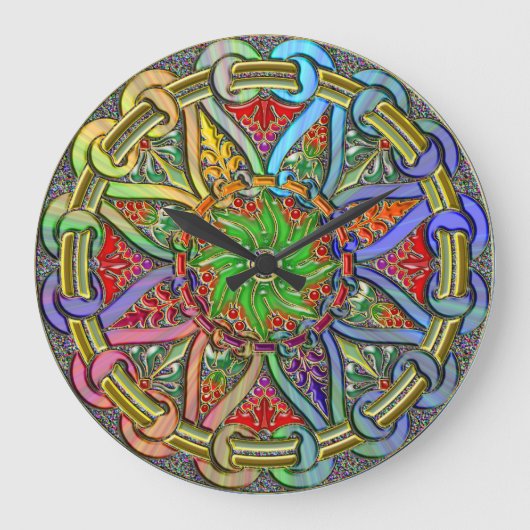 Grande Horloge Ronde Art design floral circulaire (Recto)