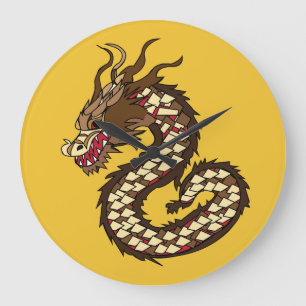 Grande Horloge Ronde Art du dragon chinois