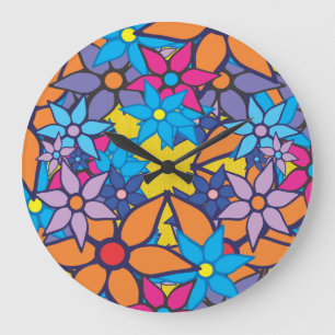 Grande Horloge Ronde Art floral Pop N° 3