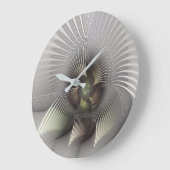Grande Horloge Ronde Art fractal Abstrait moderne en 3D (Angle)