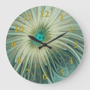 Grande Horloge Ronde Art Fractal moderne Abstrait Imaginaire
