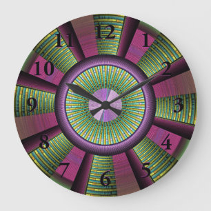 Grande Horloge Ronde Art Fractal Moderne Rond Et Coloré