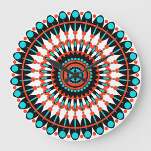 Grande Horloge Ronde Art mandala géométrique coloré-46456