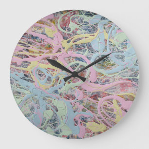 Grande Horloge Ronde Art Nouveau Art déco pastel d'inspiration rétro 