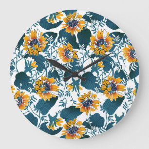 Grande Horloge Ronde Art Nouveau, motifs floraux.