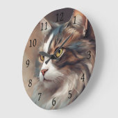 Grande Horloge Ronde Art numérique Chat 718 (Angle)