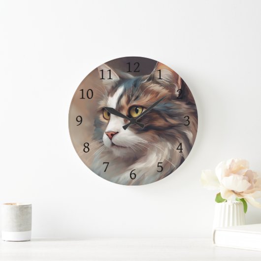 Grande Horloge Ronde Art numérique Chat 718 (Maison)