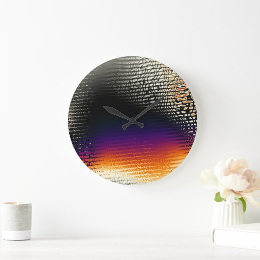 Grande Horloge Ronde Art numérique horizontal Abstrait (Maison)