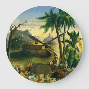 Grande Horloge Ronde Art populaire victorien vintage, L'Arche de Noé pa