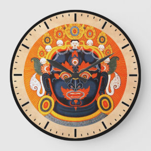 Grande Horloge Ronde Art tibétain oriental frais de tatouage d'un dieu