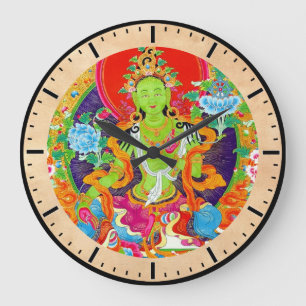 Grande Horloge Ronde Art tibétain oriental frais de tatouage d'un dieu