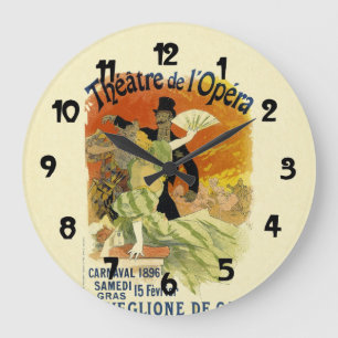 Grande Horloge Ronde Art vintage d'affiche de Carnaval de salle de