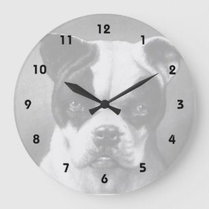 Grande Horloge Ronde Art vintage de bouledogue français