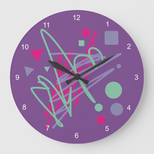 Grande Horloge Ronde art vintage de mélange d'éclaboussure d'années '80 (Recto)