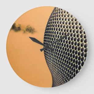 Grande Horloge Ronde Artisan orange abstrait moderne de technologie