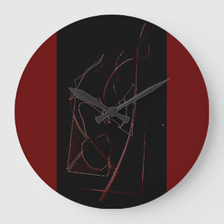 GRANDE HORLOGE RONDE ARTISTIC ABSTRACT RED AND BLACK CLOCK