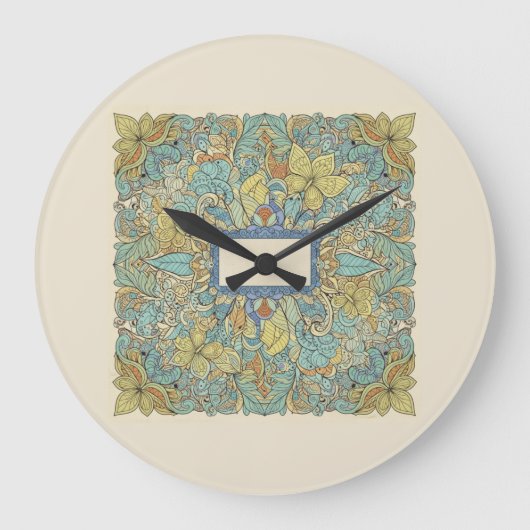 Grande Horloge Ronde Artistic Zentangle Mandala Wall Clock (Recto)