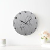 Grande Horloge Ronde Aspect métal brossé Cheval (Maison)