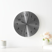 Grande Horloge Ronde Aspect métallique en acier inoxydable (Maison)