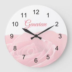 Grande Horloge Ronde Assez rose de rose personnalisé avec l'horloge