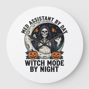 Grande Horloge Ronde Assistant Médical Sorcière d'Halloween Gravure Vin