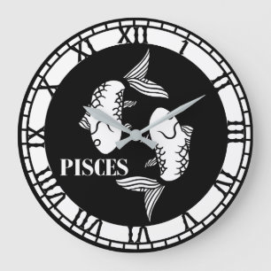 Grande Horloge Ronde Astrologie/signe zodiaque/Poissons