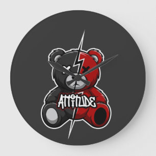 Grande Horloge Ronde Attitude Split Bear Lightning X-Eyes Teddy Graph