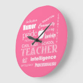 Grande Horloge Ronde Attributs de l'enseignant cool au lycée+Pomme (Angle)