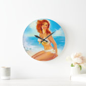 Grande Horloge Ronde Au Beach Pin Up (Maison)