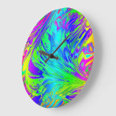 Grande Horloge Ronde Aucun nombre Abstrait Splashing Rainbow Liquid (Angle)