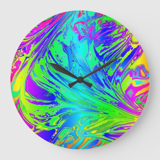 Grande Horloge Ronde Aucun nombre Abstrait Splashing Rainbow Liquid (Recto)