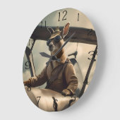 Grande Horloge Ronde Aussie Kangaroo Avion Pilote, (Angle)