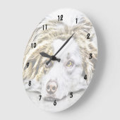 Grande Horloge Ronde Australian Shepherd dog art (Angle)