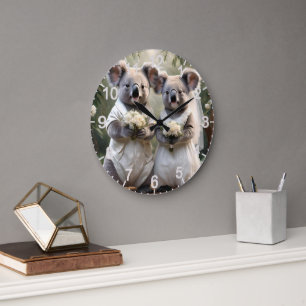 Grande Horloge Ronde Australien Koala Bear Mariage blanc