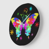 Grande Horloge Ronde Autism Butterfly (Angle)