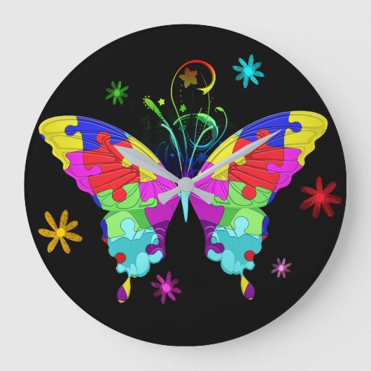 Grande Horloge Ronde Autism Butterfly (Recto)