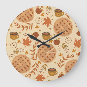 Grande Horloge Ronde Automne Apple Pie : Graphiques Vintages