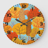 Grande Horloge Ronde Automne Arbres Motif Chute Foliage (Recto)