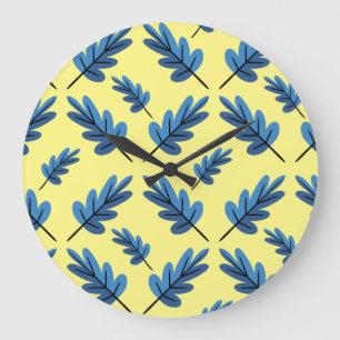 Grande Horloge Ronde Automne bleu