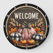 Grande Horloge Ronde Automne Citrouille récolte Rustique Arrière - plan (Recto)
